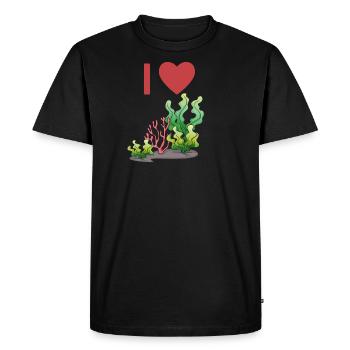 J’aime les algues | Alge Tang Seetang Botanique - T-shirt Premium bio Homme - noir - Devant - Nico (187cm)