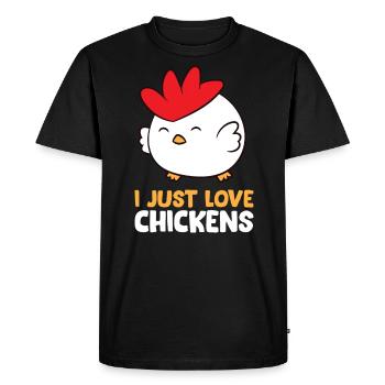 Chicken - I just love Chickens - Men's Premium Organic T-Shirt - black - Front - Nico (187cm)