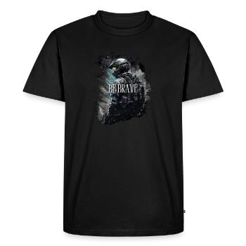 "BE BRAVE" - Männer Premium Bio T-Shirt - Schwarz - Vorne - Nico (187cm)