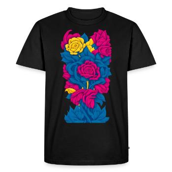 Fleurs (bleu, rouge, jaune) - T-shirt Premium bio Homme - noir - Devant - Nico (187cm)