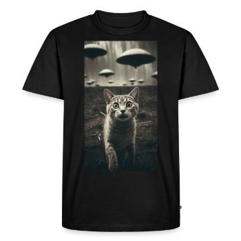 Funny Cat Selfie Alien UFO Meme - Men's Premium Organic T-Shirt - black - Front - Nico (187cm)