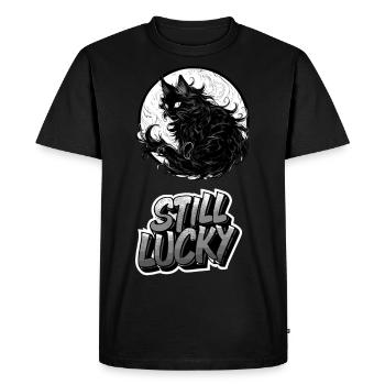 Chat noir, mais vous ? Toujours heureux ! - T-shirt Premium bio Homme - noir - Devant - Nico (187cm)