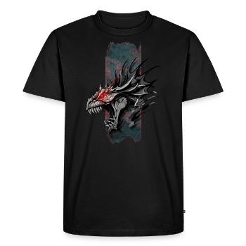 Rugissement de l’enfer : Dragon aux yeux rouges - T-shirt Premium bio Homme - noir - Devant - Nico (187cm)