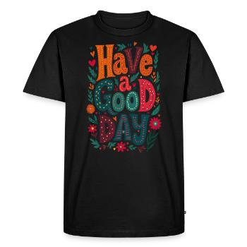 Good Day - Men's Premium Organic T-Shirt - black - Front - Nico (187cm)