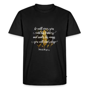 Verset biblique Psaume 91 :4 - T-shirt Premium bio Homme - noir - Devant - Nico (187cm)