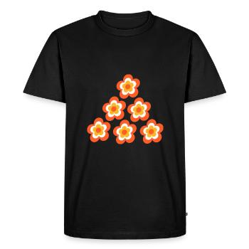 70s Flower Pattern - Men's Premium Organic T-Shirt - black - Front - Nico (187cm)
