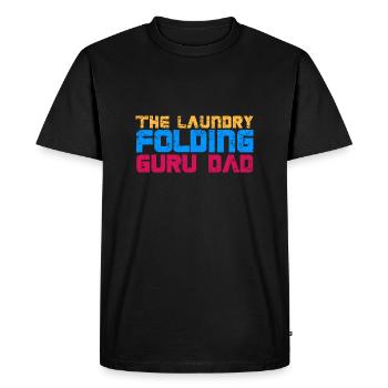 Le papa gourou du pliage de linge - T-shirt Premium bio Homme - noir - Devant - Nico (187cm)