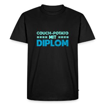 Couch-Potato Mit Diplom - Männer Premium Bio T-Shirt - Schwarz - Vorne - Nico (187cm)