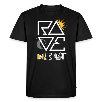 RAVE Day & Night Festival Afterhours Techno Musik - Männer Premium Bio T-Shirt - Schwarz - Vorne - Nico (187cm)