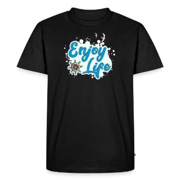 Enjoy Life - maritime style with seagull and oars - Men's Premium Organic T-Shirt - black - Front - Nico (187cm)