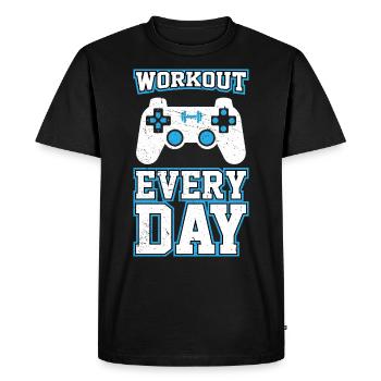 Gamer Gift Workout every day - Men's Premium Organic T-Shirt - black - Front - Nico (187cm)