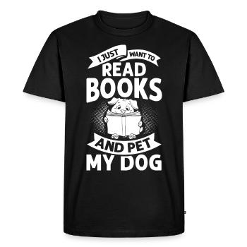 Book Dog Reading Bookworm Librarian Reader - Men's Premium Organic T-Shirt - black - Front - Nico (187cm)