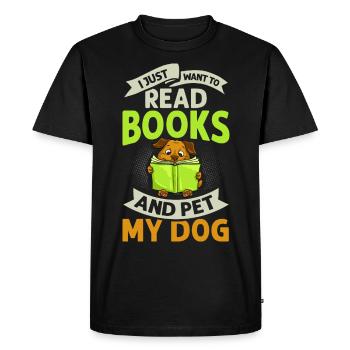 Book Dog Reading Bookworm Librarian Reader - Men's Premium Organic T-Shirt - black - Front - Nico (187cm)