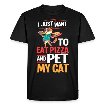 Pizza Cat Food Pizzeria Italian Kitten - Men's Premium Organic T-Shirt - black - Front - Nico (187cm)