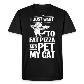 Pizza Cat Food Pizzeria Italian Kitten - Men's Premium Organic T-Shirt - black - Front - Nico (187cm)