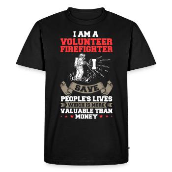 Pompiers volontaires - T-shirt Premium bio Homme - noir - Devant - Nico (187cm)