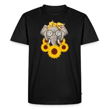 Elephant with Sunflower Gift - Men's Premium Organic T-Shirt - black - Front - Nico (187cm)