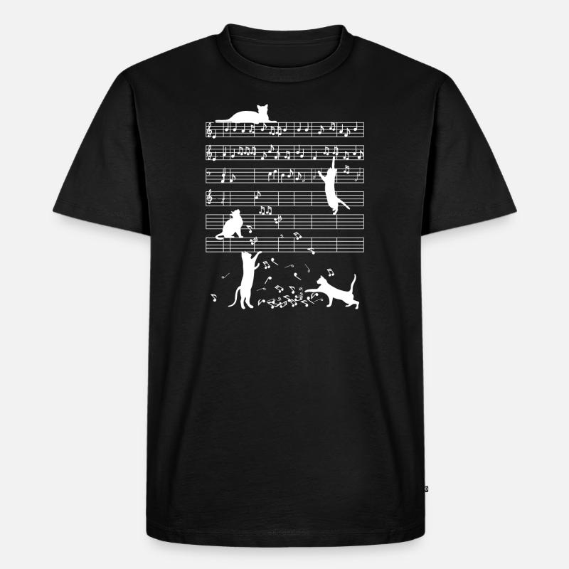Katzen Musik Noten Geschenk - Männer Premium Bio T-Shirt - Schwarz