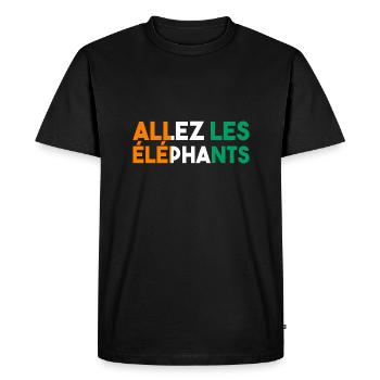 Maillot Foot Côte D'ivoire 2024 Supporter Football - T-shirt Premium bio Homme - noir - Devant - Nico (187cm)