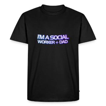 Je suis travailleur social et papa - T-shirt Premium bio Homme - noir - Devant - Nico (187cm)