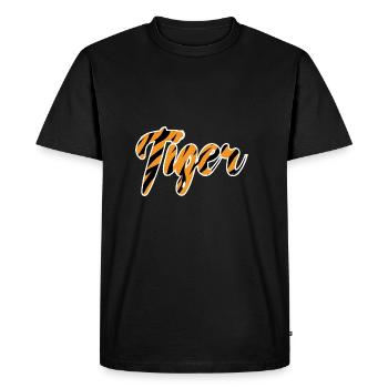 Motif de lettrage Tigre rayures noires - T-shirt Premium bio Homme - noir - Devant - Nico (187cm)