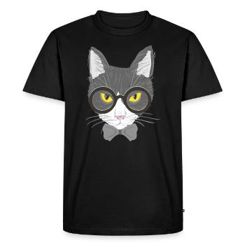 visage de chat - T-shirt Premium bio Homme - noir - Devant - Nico (187cm)