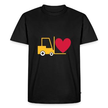★ Design colors changeable ★ Forklift with heart - Men's Premium Organic T-Shirt - black - Front - Nico (187cm)