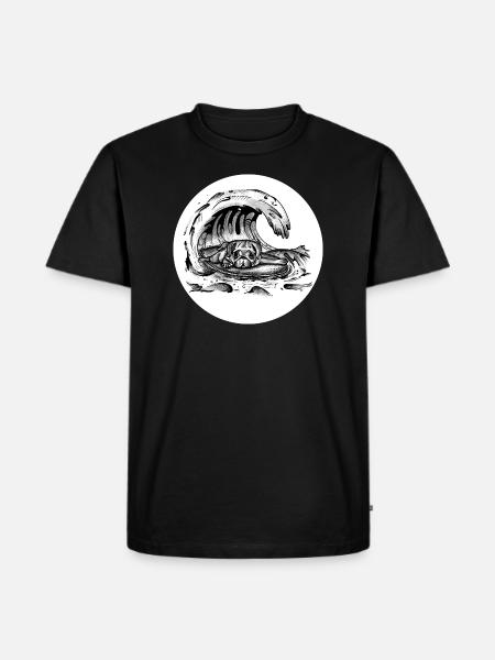 Mops Welle - Männer Premium Bio T-Shirt - Schwarz