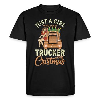 Just a girl who loves trucker and christmas - T-shirt Premium bio Homme - noir - Devant - Nico (187cm)