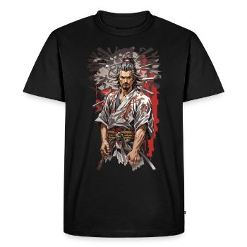 Aesthetic Samurai Retro Japan Movie Poster Art - Men's Premium Organic T-Shirt - black - Front - Nico (187cm)