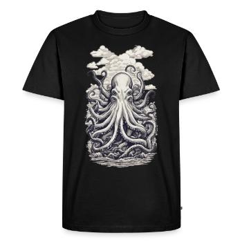 Octopus Fisherman Deep Sea Marine Design - Men's Premium Organic T-Shirt - black - Front - Nico (187cm)