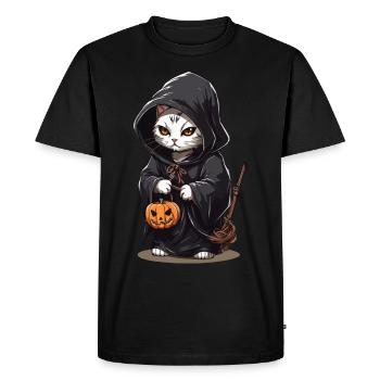 Kawaii magicien chat Halloween sort chats magiques - T-shirt Premium bio Homme - noir - Devant - Nico (187cm)