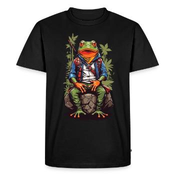 Style artistique de personnage de grenouille d’anime rétro Japon - T-shirt Premium bio Homme - noir - Devant - Nico (187cm)