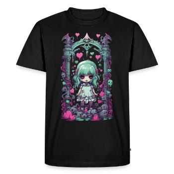 Kawaii Pastel Gothique Goth Fille Anime Design - T-shirt Premium bio Homme - noir - Devant - Nico (187cm)