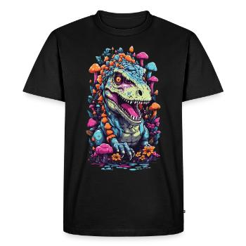 Dinosaure psychédélique champignon Weirdcore Art - T-shirt Premium bio Homme - noir - Devant - Nico (187cm)