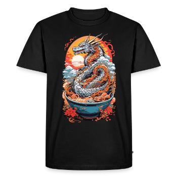 Ramen Dragon Ukiyo-e Otaku Manga Design - T-shirt Premium bio Homme - noir - Devant - Nico (187cm)