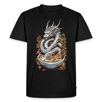 Ukiyo-e Dragon Ramen Manga Anime Streetwear - T-shirt Premium bio Homme - noir - Devant - Nico (187cm)