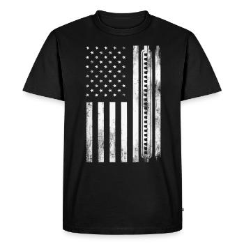 Harmonica Playing Gift - Men's Premium Organic T-Shirt - black - Front - Nico (187cm)