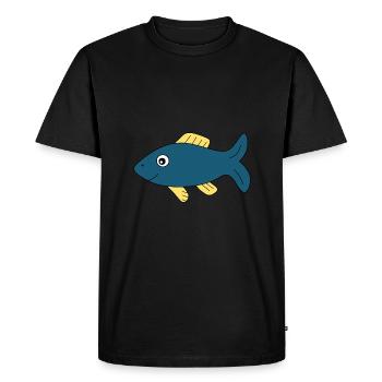 blue fish comic fish - Men's Premium Organic T-Shirt - black - Front - Nico (187cm)