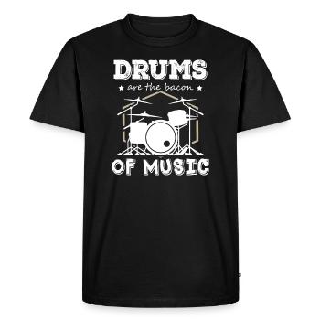 Les tambours sont le bacon du batteur de musique - T-shirt Premium bio Homme - noir - Devant - Nico (187cm)