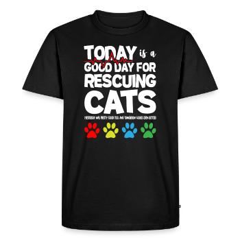 Aujourd’hui est un bon jour pour sauver les chats - T-shirt Premium bio Homme - noir - Devant - Nico (187cm)