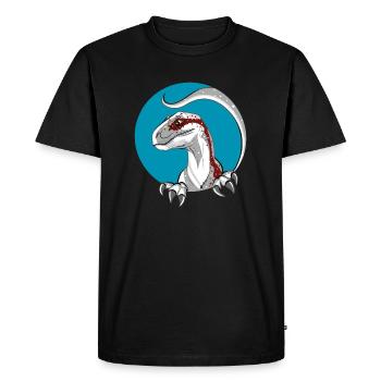 Vélociraptor, Dino - T-shirt Premium bio Homme - noir - Devant - Nico (187cm)