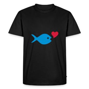 ★ couleurs de conception modifiables ★ poisson, coeur, bulle d'air - T-shirt Premium bio Homme - noir - Devant - Nico (187cm)