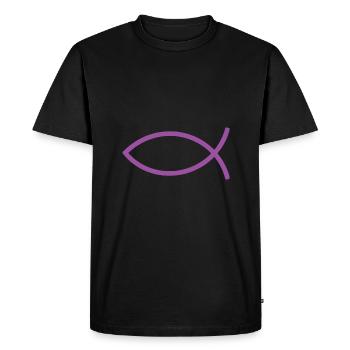 Jésus poisson Ichthys poisson poisson poisson - T-shirt Premium bio Homme - noir - Devant - Nico (187cm)