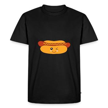 Kawaii Hotdog Kawaii Saucisse Kawaii Nourriture Kawaii - T-shirt Premium bio Homme - noir - Devant - Nico (187cm)