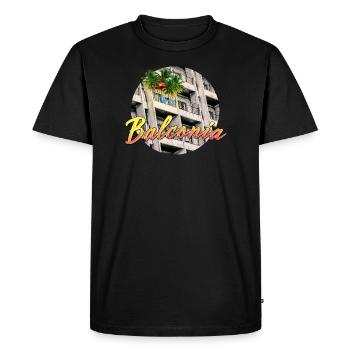 BALCONIA - Men's Premium Organic T-Shirt - black - Front - Nico (187cm)