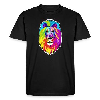 Tete de lion multicolore - T-shirt Premium bio Homme - noir - Devant - Nico (187cm)