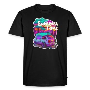 summer time - van life - vacances - T-shirt Premium bio Homme - noir - Devant - Nico (187cm)