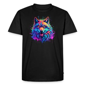 Pop Art Wolf - Men's Premium Organic T-Shirt - black - Front - Nico (187cm)