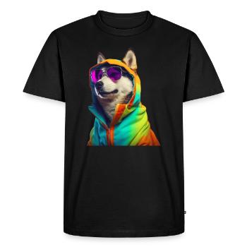 Husky avec lunettes de soleil Coloré Cool Huskies Chien - T-shirt Premium bio Homme - noir - Devant - Nico (187cm)